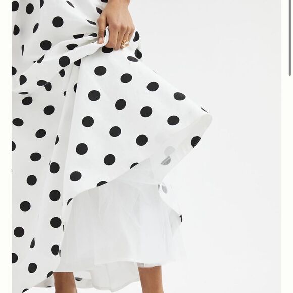 NWT Eva Franco Sold Out Stunning Polka Dot Pleated Draped Midi Skirt size XXS - Picture 3 of 10